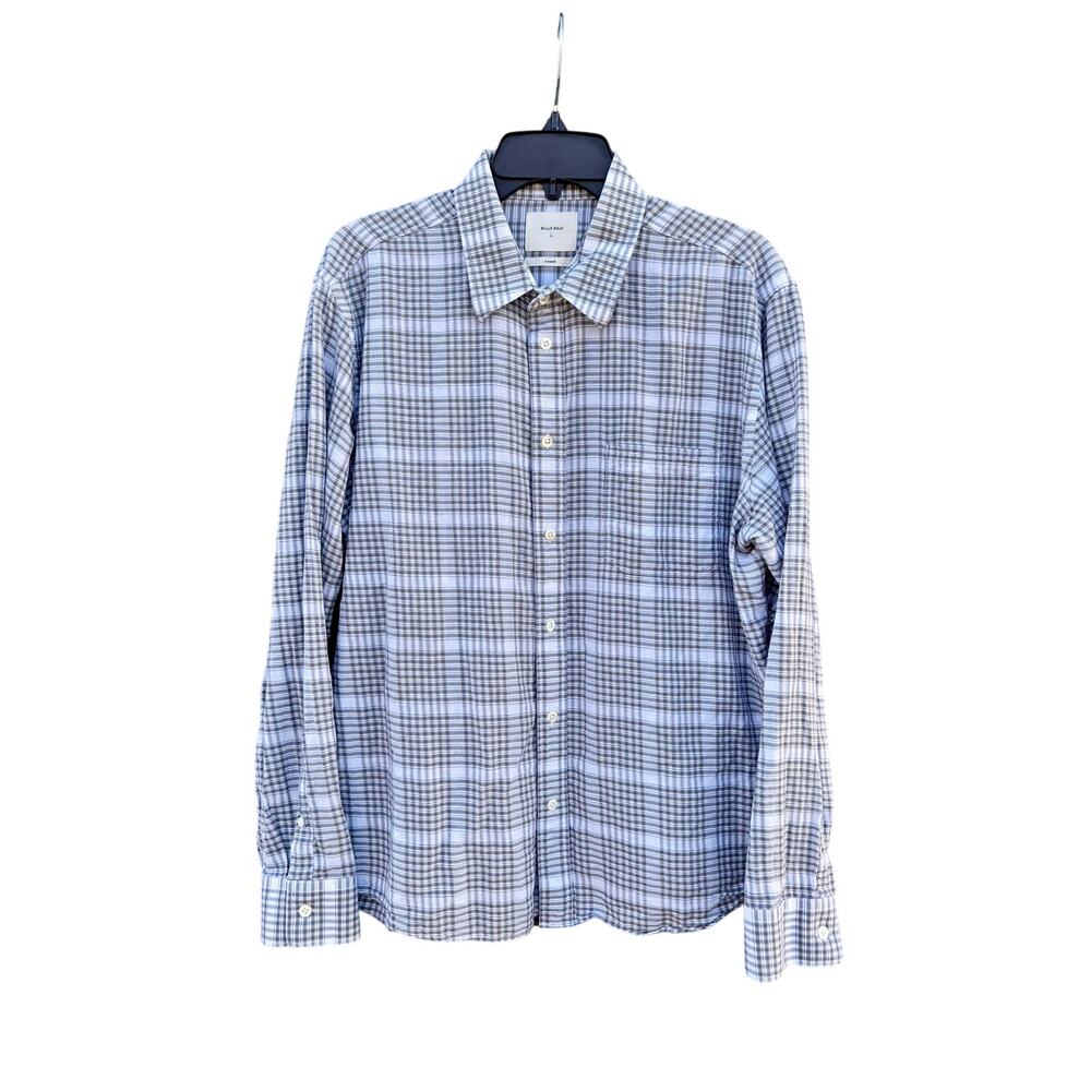 BILLY REID White & Gray Plaid Button Down Shirt Large L